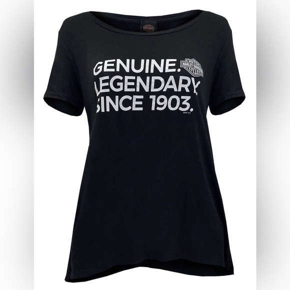 Harley-Davidson® Black Women's Legendary Loose Fit Short Sleeve Swing Tee - Picture 1 of 6